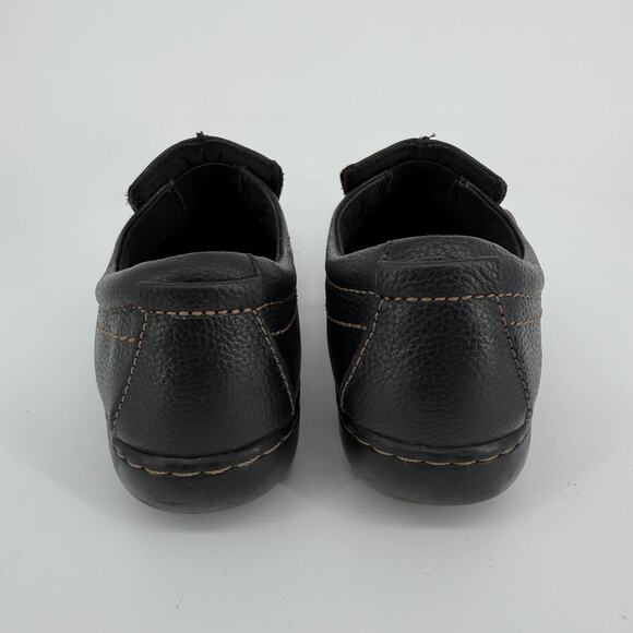 Clarks Black Leather Comfort Shoes 7.5 Slip On Booties Button Indie Y2K Cottage - Picture 4 of 7